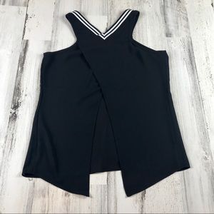 Express Sheer Black Athletic Trim Split Back Tank